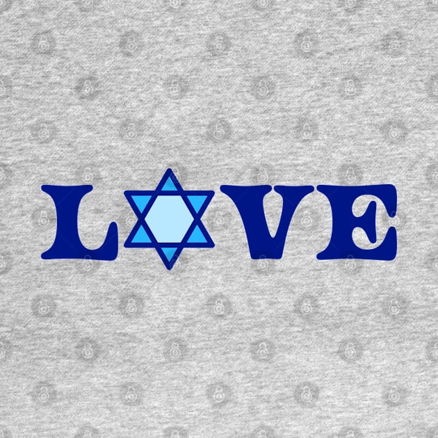 Blue Love Design Written With a Jewish Star of David on a Blue Backdrop, made by EndlessEmporium by EndlessEmporium